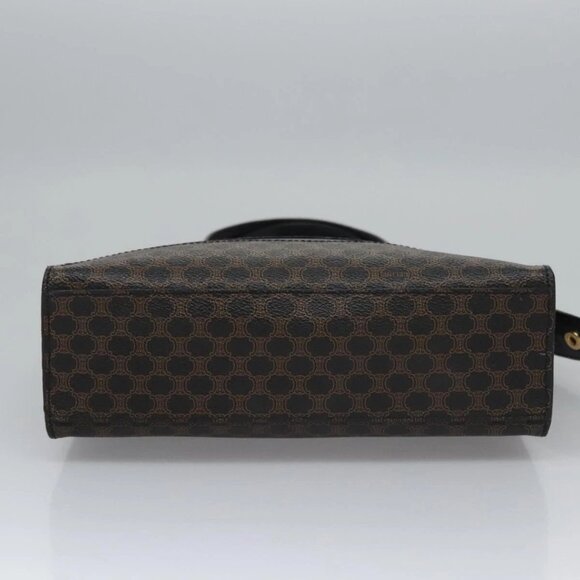 CELINE Macadam Canvas Hand Bag PVC Leather Black Brown Auth bs23202 - Picture 6 of 16